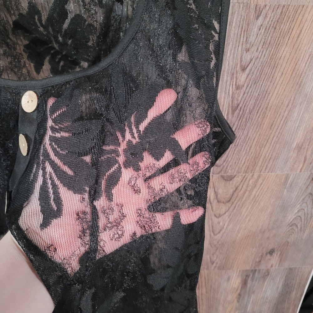 Sheer Black Lace Duster Overlay *Fits XL / XXL* Waterfall Whimsigoth Cosplay - Picture 5 of 8